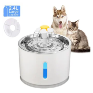 Fuente De Agua Metálica 2,4 L Gatos Y Perros