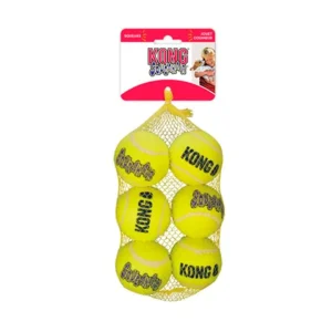 <strong>KONG</strong> SqueakAir Ball X6, Pelotas de Tenis con Chirriador para Perros, Diámetro de Pelota: 7.4 cm