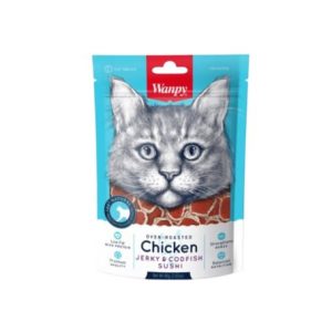 Wanpy Snack Cat Chicken Jerky & Codfish Sushi 80G