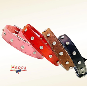 Collar En Cuero Con Brillantes