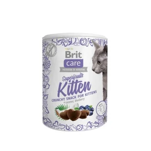 <strong>Brit Care</strong> Superfruits Kitten Cat, Snack Crocante para Gatitos, Pollo con Coco y Superfrutas, Tarro de 100 gr