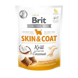 <strong>Brit</strong> Functional Snack Skin & Coat, Snack para Perros Adulto, Croquetas de Krill Reforzadas con Coco, Piel y Pelaje, bolsa de 150 gr
