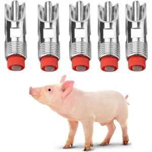 ESTUCHE x 5 BEBEDEROS PARA CERDOS 1/2 ACERO (4 ESTUCHES)