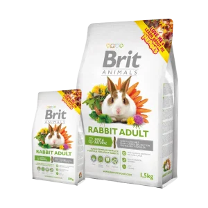 <strong>Brit Animals</strong> Rabbit Adult, Alimento Completo Super Premium para Conejos, Mix de Alfalfa, Granos y Verduras, bolsa de 300 gr-1.5 kg