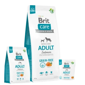 <strong>Brit Care</strong> Grain Free Adult, Alimento Seco para Perros Adultos, Salmón Libre de Granos, Razas Pequeñas y Medianas, bolsa de 1-3-12 kg