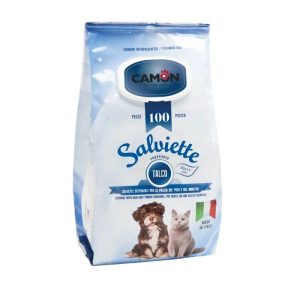 <strong>Camon</strong> Salviette Toallitas Húmedas Talco para Perros y Gatos, Bolsa de 100 Unidades