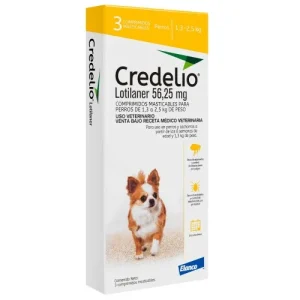 <strong>Credelio</strong> Antiparasitario Externo para Perros, 1.3-2.5 kg, 1-3 comprimidos masticables (dosis mensuales)