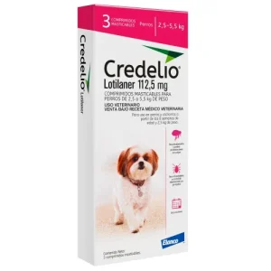 <strong>Credelio</strong> Antiparasitario Externo para Perros, 2.5-5.5 kg, 3 comprimidos masticables (dosis mensuales)