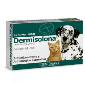 <strong>Dermisolona</strong> (Prednisolona), Antiinflamatorio y Antialérgico para Perros y Gatos, 10 comprimidos