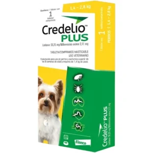 <strong>Credelio Plus</strong> Antiparasitario Externo para Perros, 1.4-2.8 kg, 1 comprimidos masticables (dosis mensuales)
