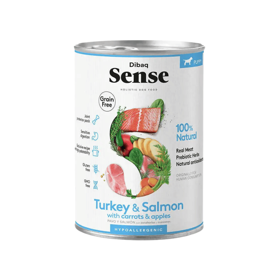 Dibaq Sense Cachorro Pavo y Salmón Lata 380 gr