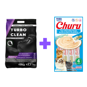 Arena Turbo Clean Odor Control – Lavanda 10 Kg + Churu (ENVÍO GRATIS)