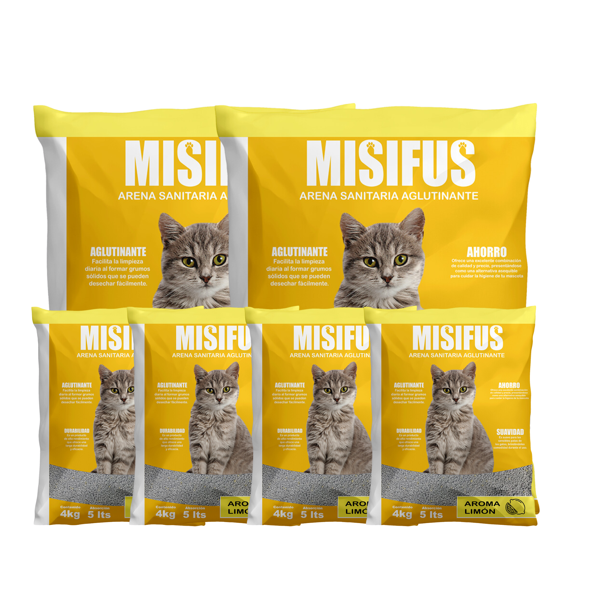 Arena Sanitaria Misifus 24 kg Limón (ENVÍO GRATIS)