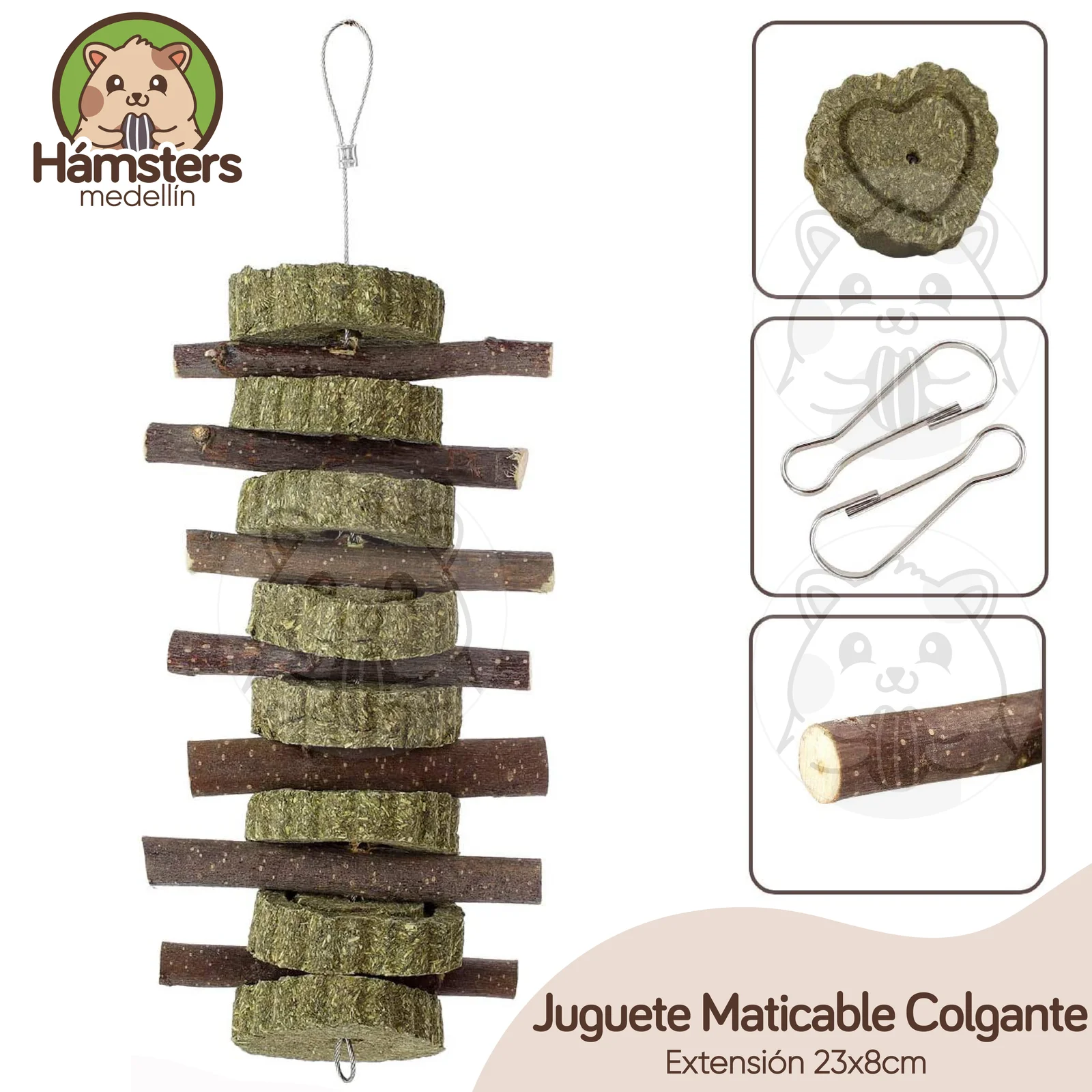 Colgante Manzano Timothy Corazón Para Conejos Cobayas y Roedores - Imagen 2