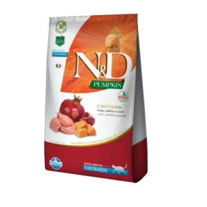 <strong>N&D</strong> Pumpkin Adult Cat Castrados, Alimento Seco para Gatos Adultos, Castrados, Pollo, Calabaza y Granada, bolsa de 7.5 kg