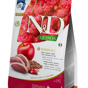 ND QUINOA FELINE ADULTO HAIRBALL PATO 1.5KG