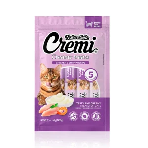 <strong>Naturalistic</strong> Cremi, Snack Húmedo para Gatos, Pollo y Camarón, 60 gr, 5 unidades