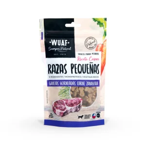 <strong>Wuaf</strong> Receta Casera Razas Pequeñas, Snack para Perros, Galletitas en Forma de Hueso, Carne Zanahoria, bolsa de 85 gr