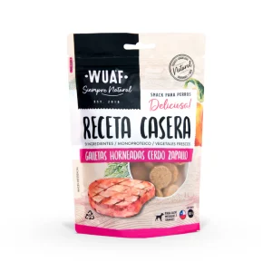 <strong>Wuaf</strong> Receta Casera, Snack para Perros, Galletitas Cerdo Zapallo, bolsa de 100 gr