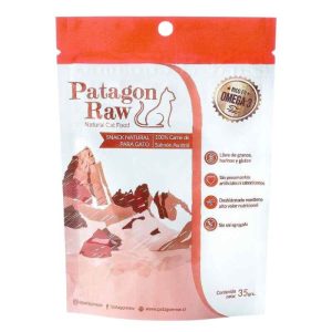 <strong>Patagon Raw</strong> 100% Salmón Austral, Snack para Gatos, Charqui de Salmón Austral, bolsa de 35 gr