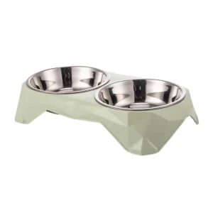 <strong>Wonder Pet</strong> Plato doble de Acero Inoxidable para Mascotas, Verde
