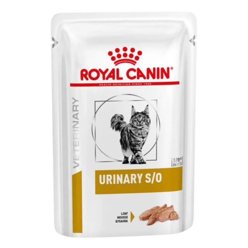 <strong>Royal Canin Veterinary Diets</strong> Urinary S/O Feline, Alimento húmedo para gatos con Problemas Urinarios, Mezcla de Carnes, pouch 85 gr