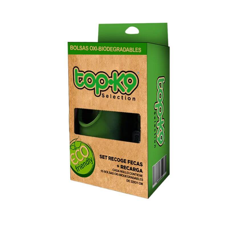 <strong>Top-K9</strong> Dispensador de Bolsas Biodegradables con Rollo + Recarga, Incluye 30 Bolsas