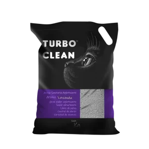 <strong>Turbo Clean</strong> Arena Sanitaria Aglutinante Aroma Lavanda, para Gatos, Bolsa de 4 kg