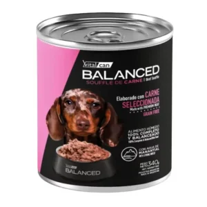 <strong>Vital Can Balanced</strong> Soufflé de Carne, Alimento Húmedo para Cachorro, lata de 340 gr