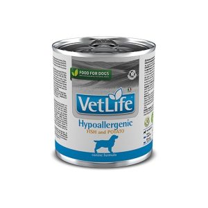 Lata Vet life Hypoallergenic Fish And Potato Perro 300gr