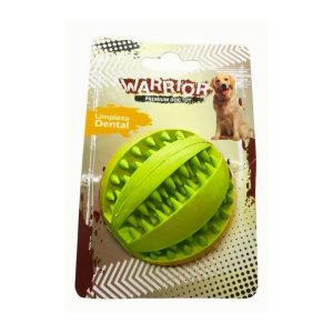 <strong>Warrior</strong> Bola con Dientes para Perros, Caucho Natural Resistente, Limpieza Dental, Color Verde