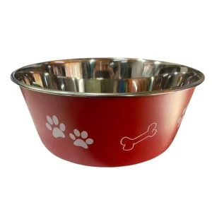 <strong>Wonder Dog</strong> Plato de Acero Inoxidable con Diseños para Mascotas, Rojo, Capacidad 1900 ml