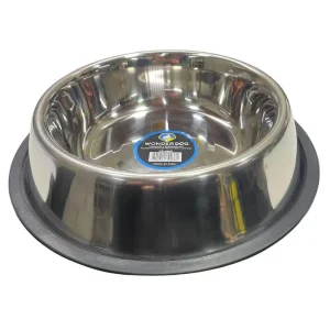 <strong>Wonder Dog</strong> Plato de Acero Inoxidable para Mascotas, Antideslizante, Capacidad 1900 ml