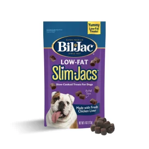 <strong>Bil Jac</strong> Low Fat Slim Jacs, Snack para Perros, Bajo en Grasa sabor Hígado de Pollo, bolsa de 113 gr