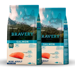 <strong>Bravery</strong> Alimento Seco para Perros, Adulto, Raza Mini/Pequeña, Salmón, bolsa de 2-7 kg