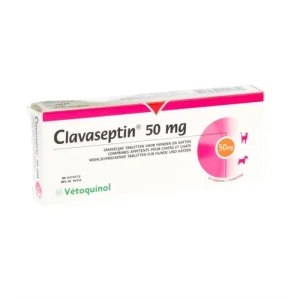 <strong>Clavaseptin</strong> Antibiótico para Perros y Gatos, 50 mg, 10 comprimidos masticables