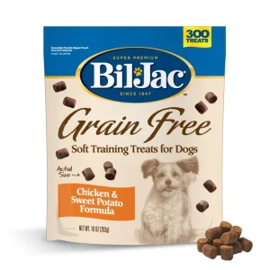 <strong>Bil Jac</strong> Grain Free Snack para Perros Libre de Granos Pollo y Camote, 283 gr, en bolsa
