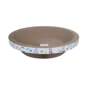 <strong>Guau!</strong> Rascador de Cartón para Gatos Circular, Con Catnip, Café con Diseños, 55 cm