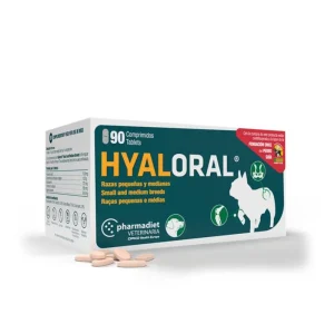 <strong>Hyaloral</strong> Suplemento Nutricional, Desarrollo y Mantenimiento de Articulaciones para Perros Razas Pequeñas y Medianas, unidad o caja (dosis cubre 5 kg)