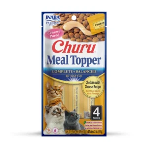 <strong>Inaba</strong> Churu Meal Topper, Alimento Húmedo para Gatos, Topper o Saborizante, Pollo con Queso, 4 tubos de 14 gr