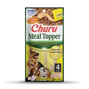 <strong>Inaba</strong> Churu Meal Topper, Alimento Húmedo para Perros, Topper o Saborizante, Pollo y Calabaza, 4 tubos de 14 gr