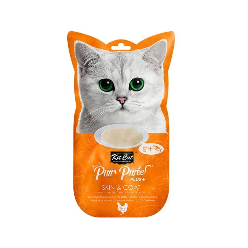 Kit Cat purr Puree Plus Skin Chicken & Coat Pollo & Aceite de Pescado