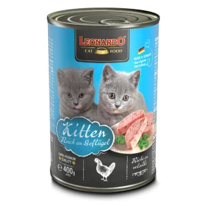 <strong>Leonardo</strong> Quality Selection Kitten, Alimento Húmedo para Gatitos, Ave y Vacuno, lata de 400 gr
