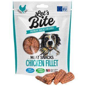 <strong>Brit</strong> Let´s Bite Meat Snacks Chicken Fillet, Snack para Perros, Filetes de Pollo Deshidratado, bolsa de 80-200 gr