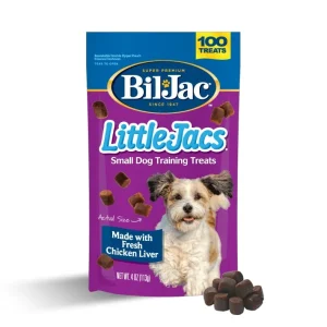 <strong>Bil Jac</strong> Little Jacs, Snack de Entrenamiento para Perros, Raza Pequeña, Hígado de Pollo, bolsa de 113-283 gr