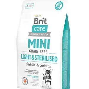 <strong>Brit Care</strong> Mini Grain Free Light & Sterilised, Alimento Seco para Perros Esterilizados, Raza Mini/Pequeña, Conejo y Salmón Libre de Granos, bolsa de 2-7 kg