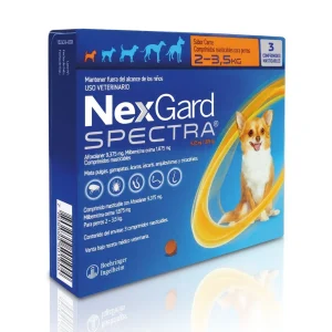 <strong>Nexgard SPECTRA</strong> Antiparasitario Interno y Externo para Perros, 2-3.5 kg, 3 comprimidos masticables (dosis mensuales)