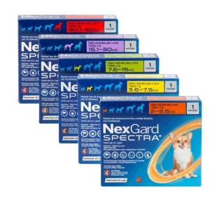 <strong>Nexgard SPECTRA</strong> Antiparasitario Interno y Externo para Perros, 1 comprimido masticable (dosis mensuales)
