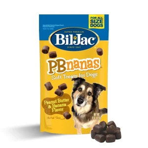 <strong>Bil Jac</strong> PBnanas, Snack para Perros, Premios Suaves Mantequilla de Maní Platano, bolsa de 113-283 gr