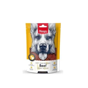 <strong>Wanpy</strong> Beef Jerky Slices, Snack para Perros, Charqui Suave de Vacuno en Rebanadas, bolsa de 100 gr